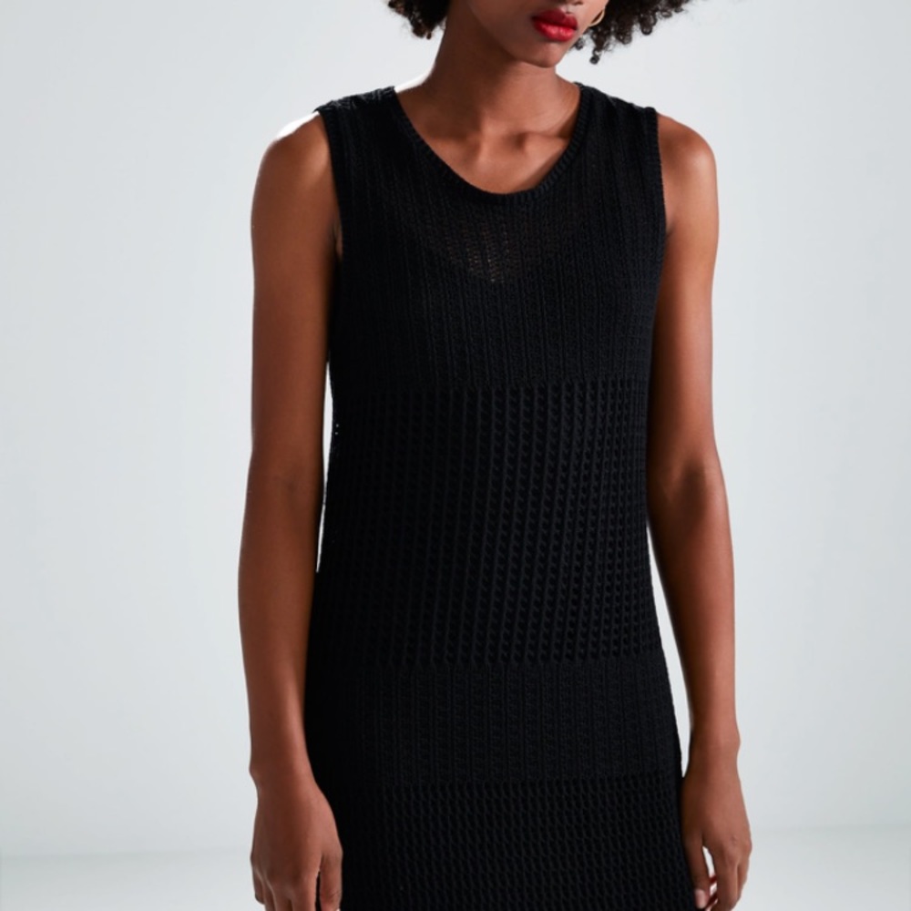 Zara Black Fringe Dress SOLD OUT - Picture 2 of 3
